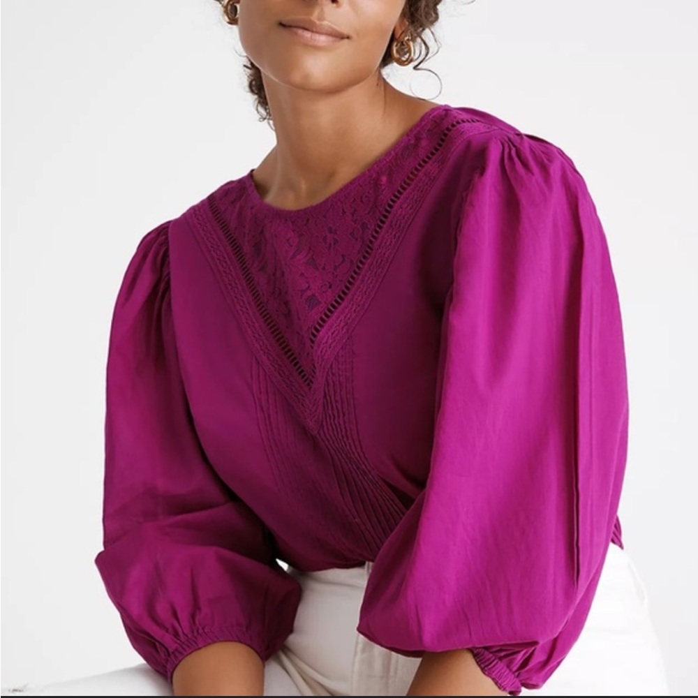 Farm Rio for Anthropologie Kelsie Peasant Blouse Size XXS Petite